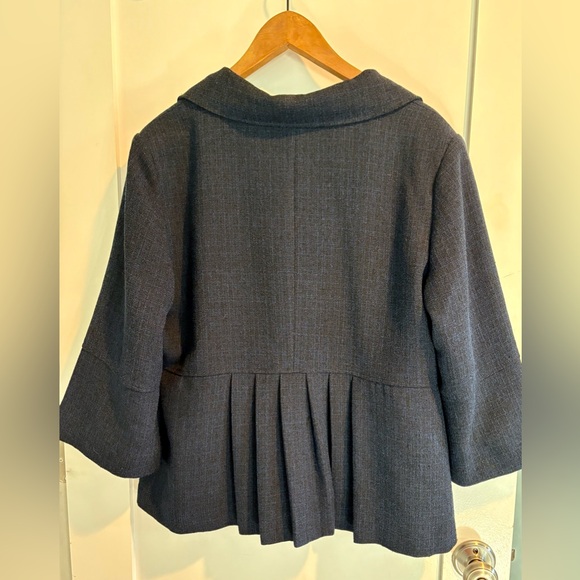 MetroStyle Textured Navy Blue Jacket Peter Pan Collar Toggle Size 18 - Picture 2 of 12